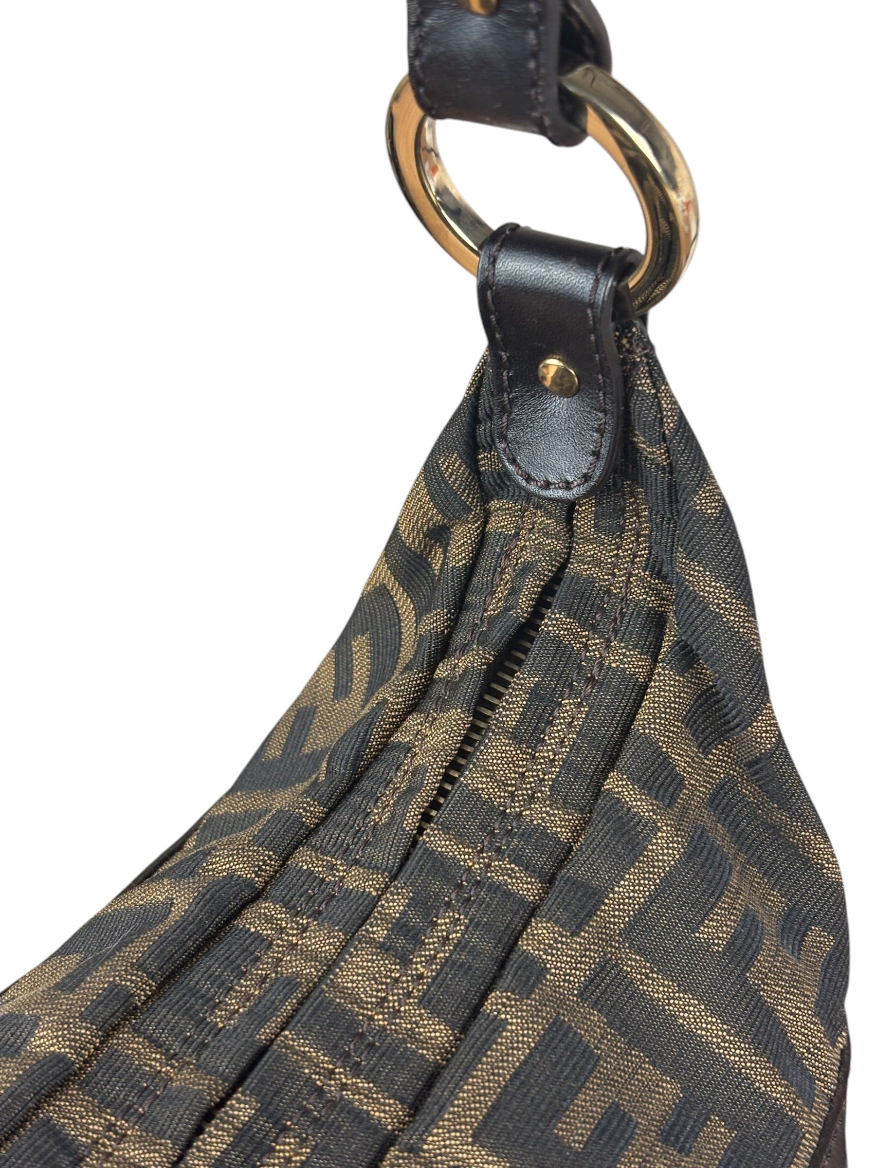 Fendi Vintage Dark Brown Zucca Chef Hobo Bag