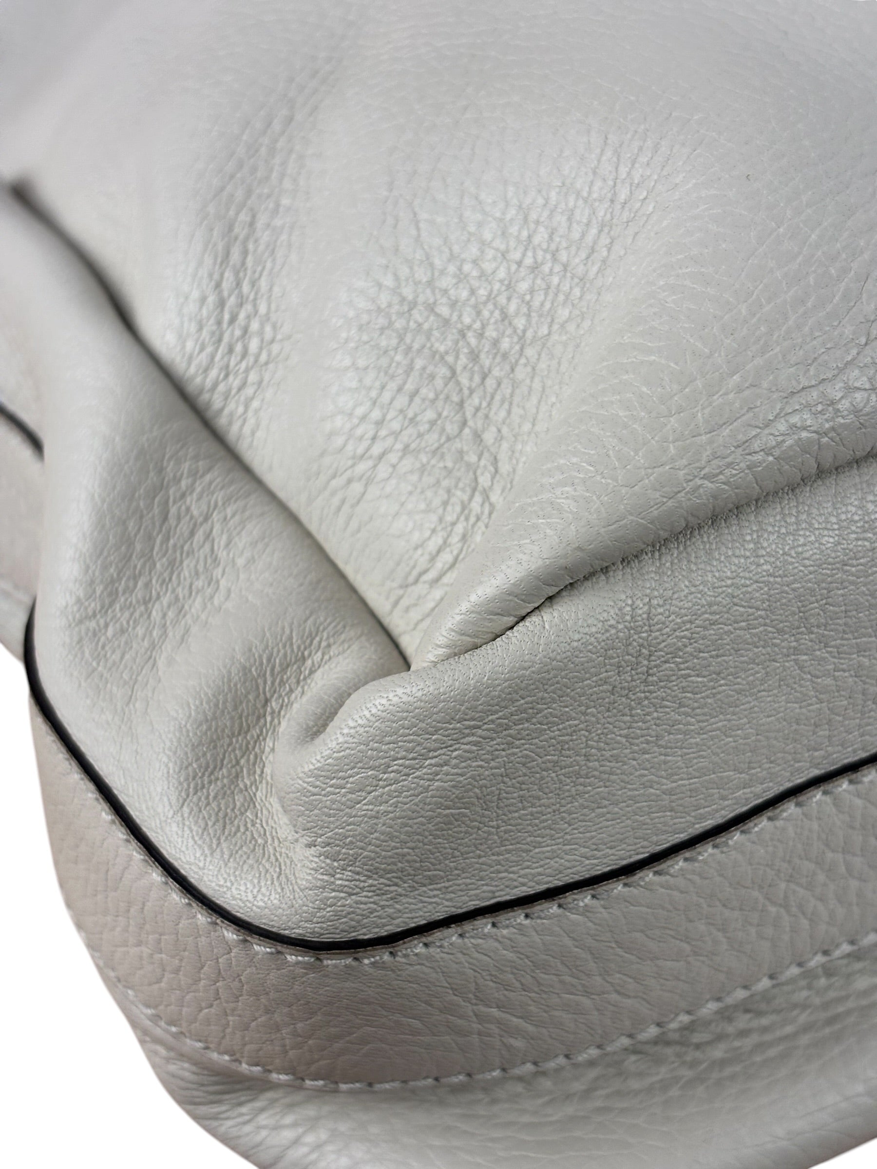 Gucci White Leather Bamboo Jungle Shoulder Bag