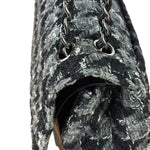 Chanel Black Tweed/Caviar Leather Houndstooth Double Flap Bag 2017