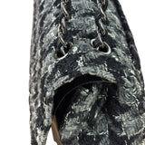 Chanel Black Tweed/Caviar Leather Houndstooth Double Flap Bag 2017