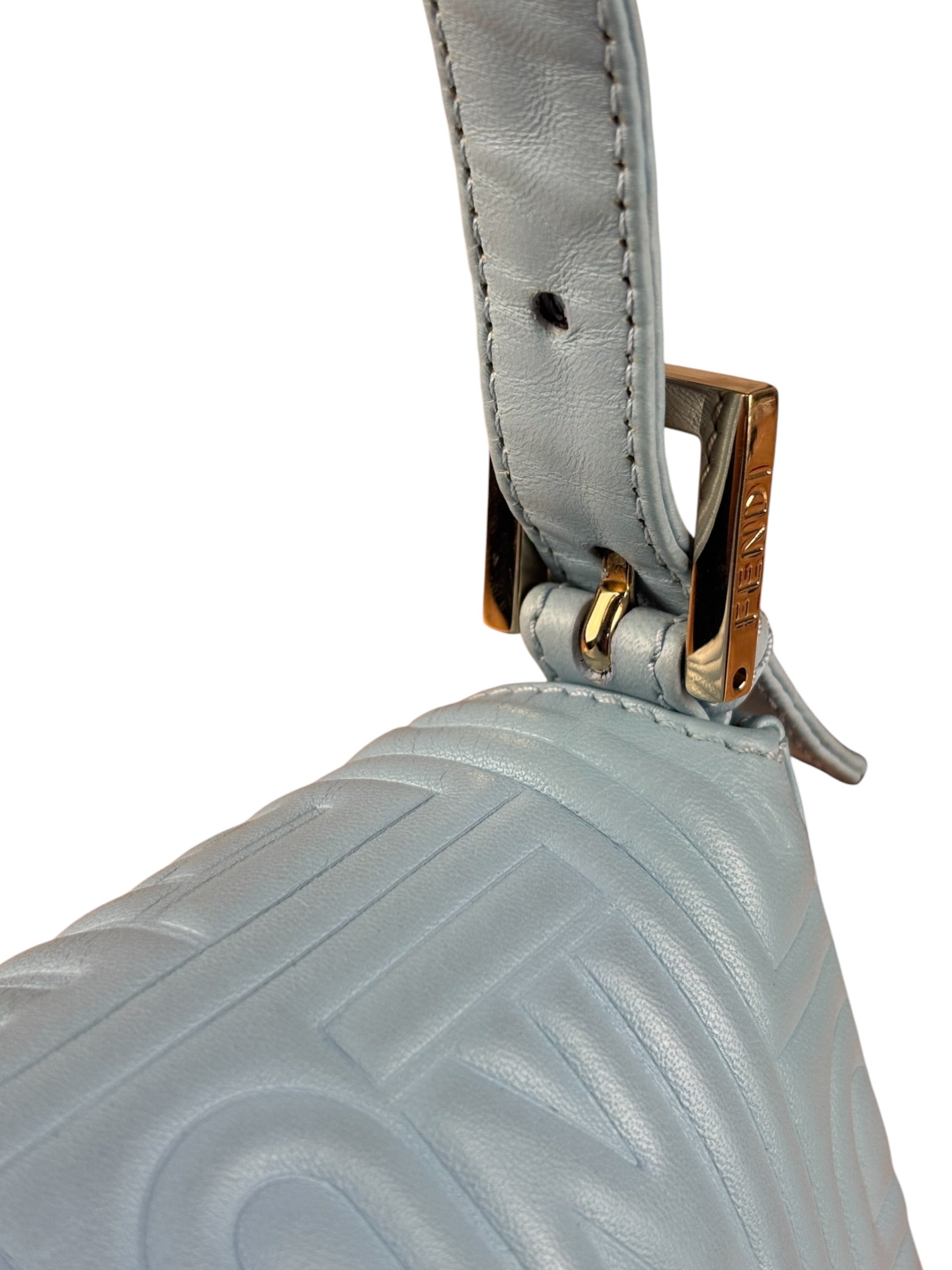 Fendi Blue Embossed Leather FF Baguette
