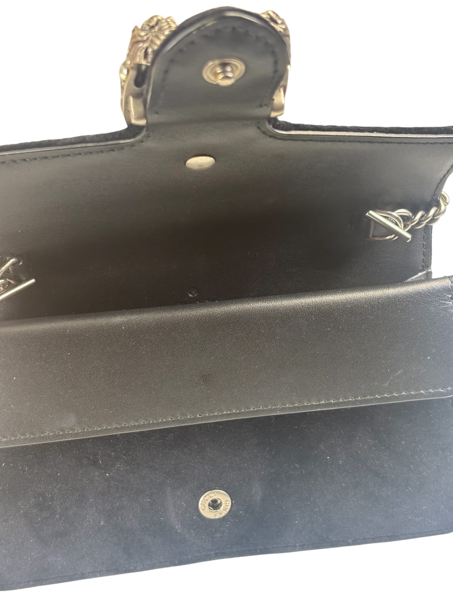 Gucci Black Velvet/Leather Trim Dionysus Super Mini Shoulder Bag