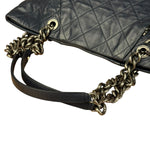 Chanel Dark Navy Quilted Leather Coco Pleats Chain Tote 2012