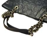 Chanel Dark Navy Quilted Leather Coco Pleats Chain Tote 2012