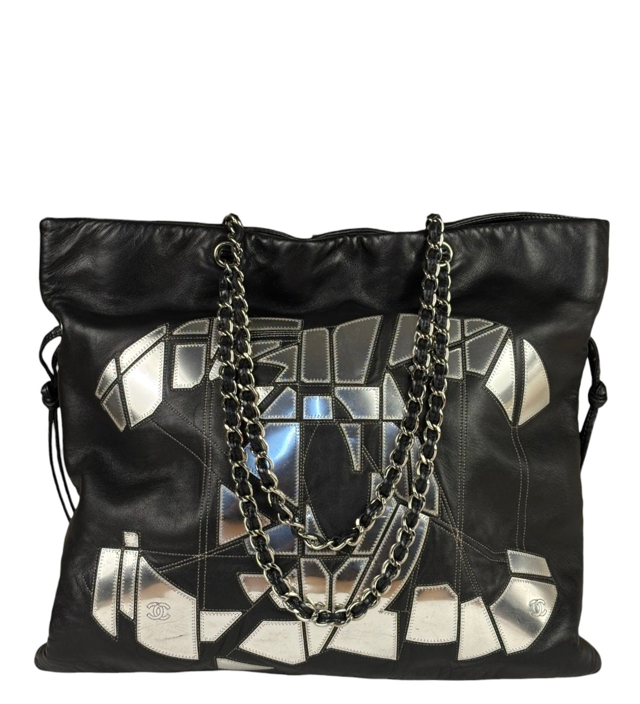 Chanel Black Leather CC Mirrored Mosaic Chain Tote 2008