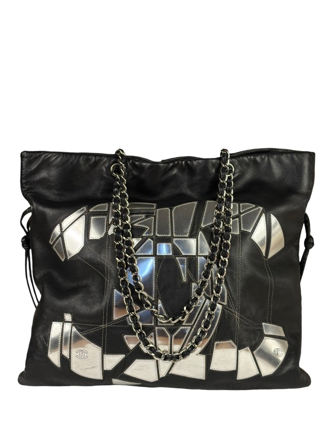 Chanel Black Leather CC Mirrored Mosaic Chain Tote 2008