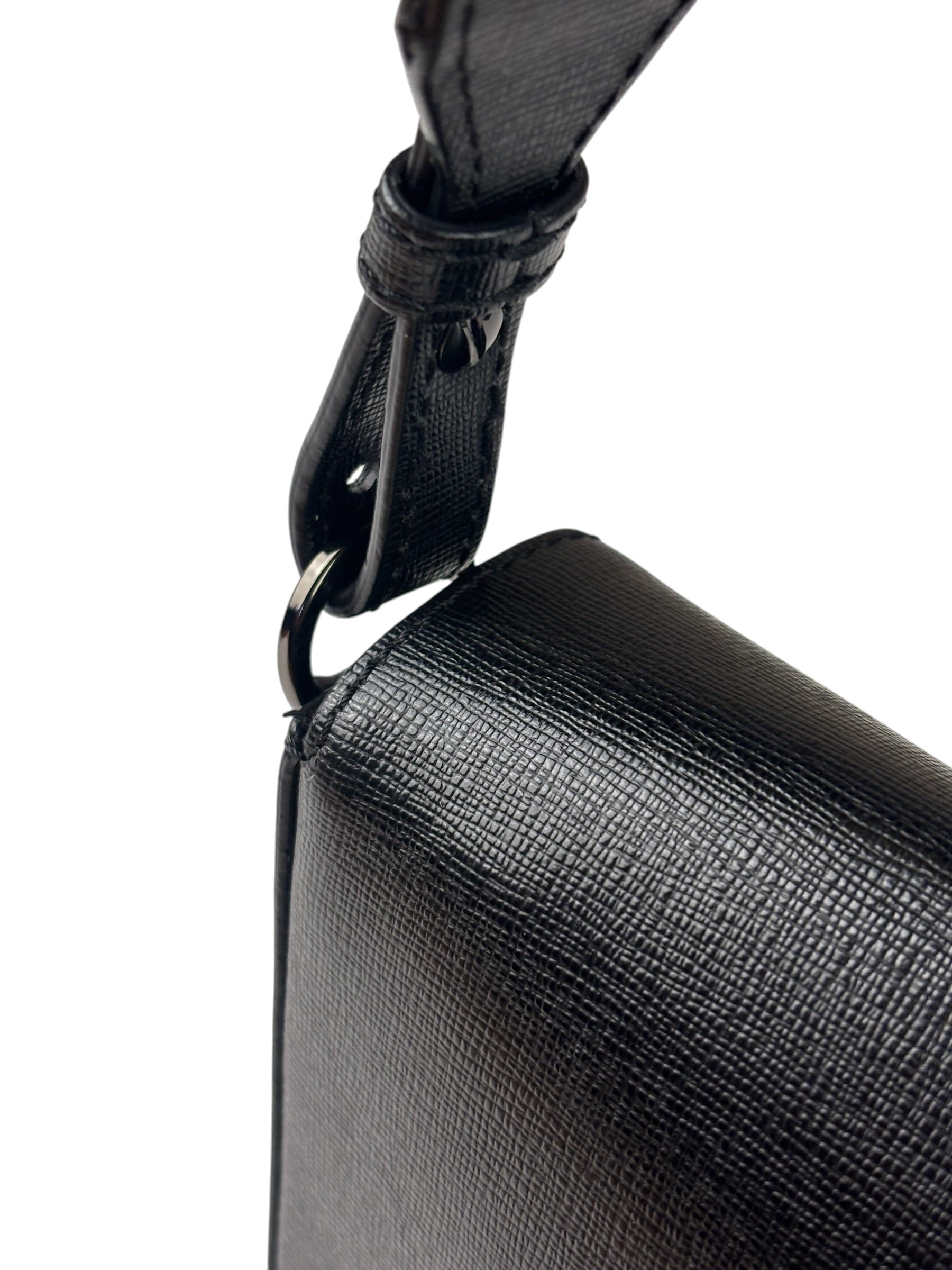 Off-White Black/White Leather Binder Clip Crossbody Bag