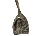 Fendi Brown/Metallic Gold Leather Trim Zucca Baguette