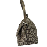 Fendi Brown/Metallic Gold Leather Trim Zucca Baguette