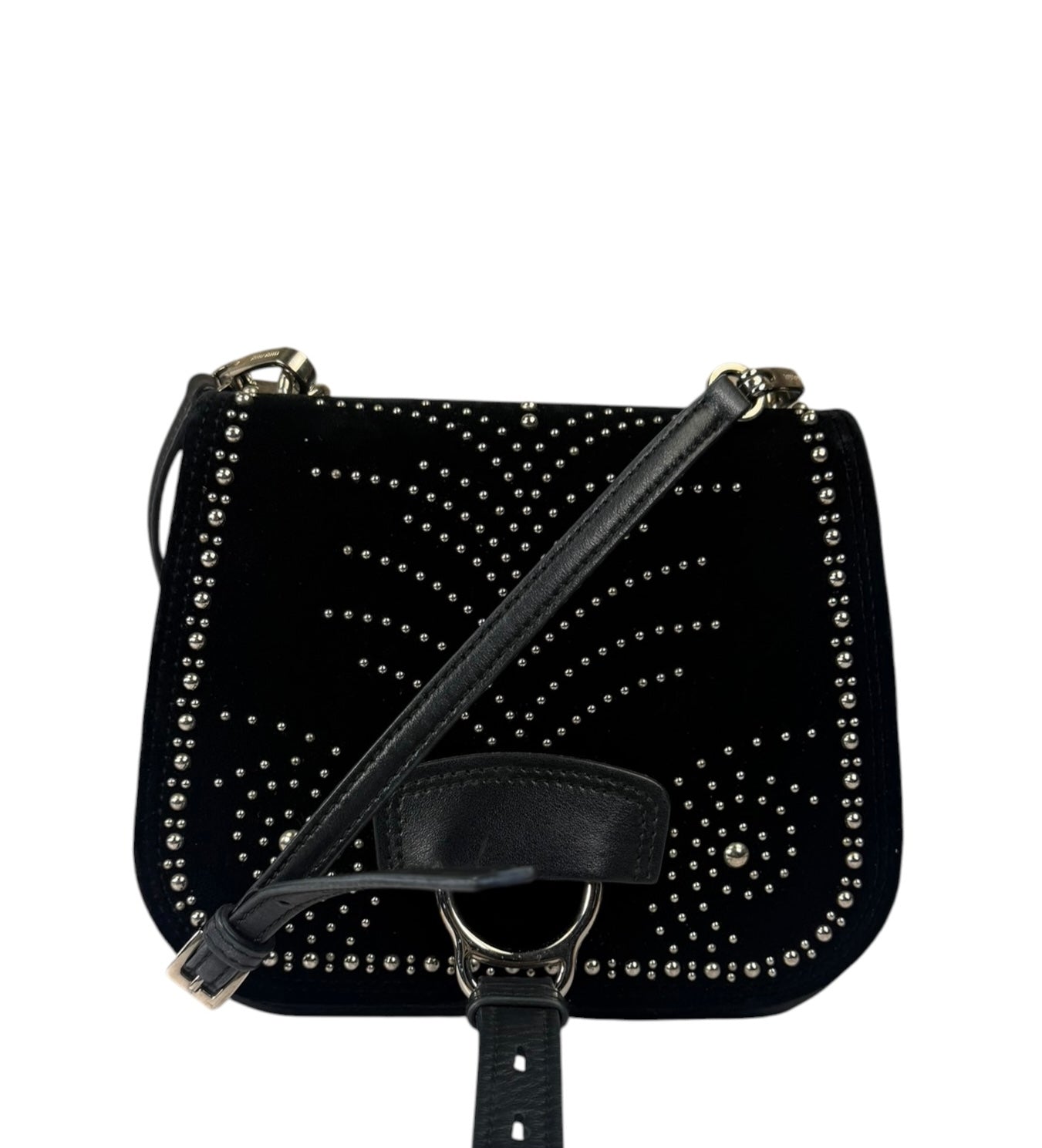 Miu Miu Dahlia Studded Black Velour Two-way Bag
