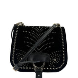 Miu Miu Dahlia Studded Black Velour Two-way Bag