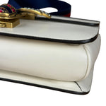 Gucci White Leather Queen Margaret Bee Embellished Shoulder Bag
