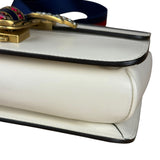 Gucci White Leather Queen Margaret Bee Embellished Shoulder Bag