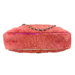 Chanel Coral Terry Cloth Quilted Jumbo Single Flap Shoulder Bag2020
