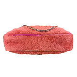 Chanel Coral Terry Cloth Quilted Jumbo Single Flap Shoulder Bag2020