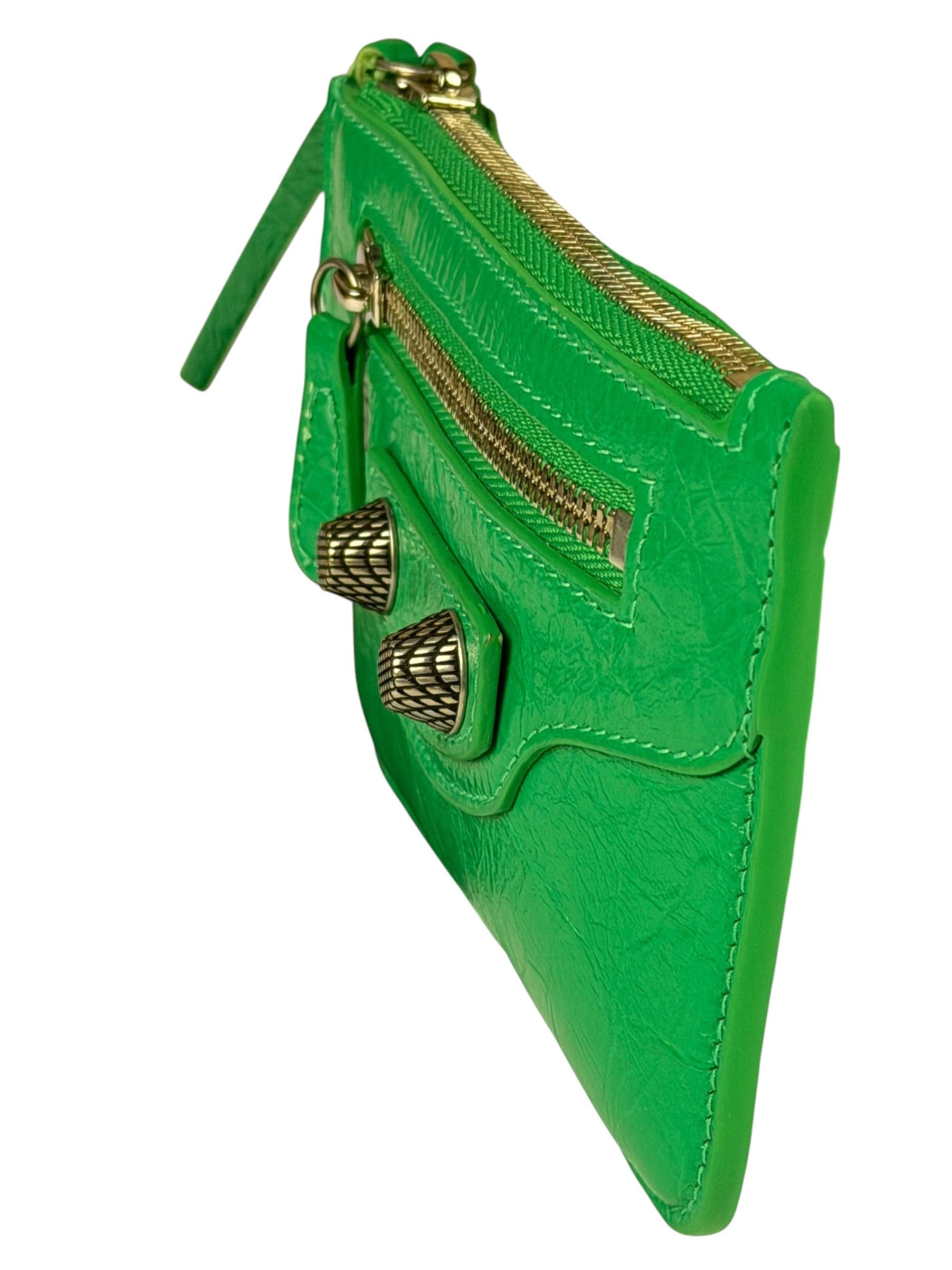 Balenciaga Green Leather Le Cagole Coin/Card Holder