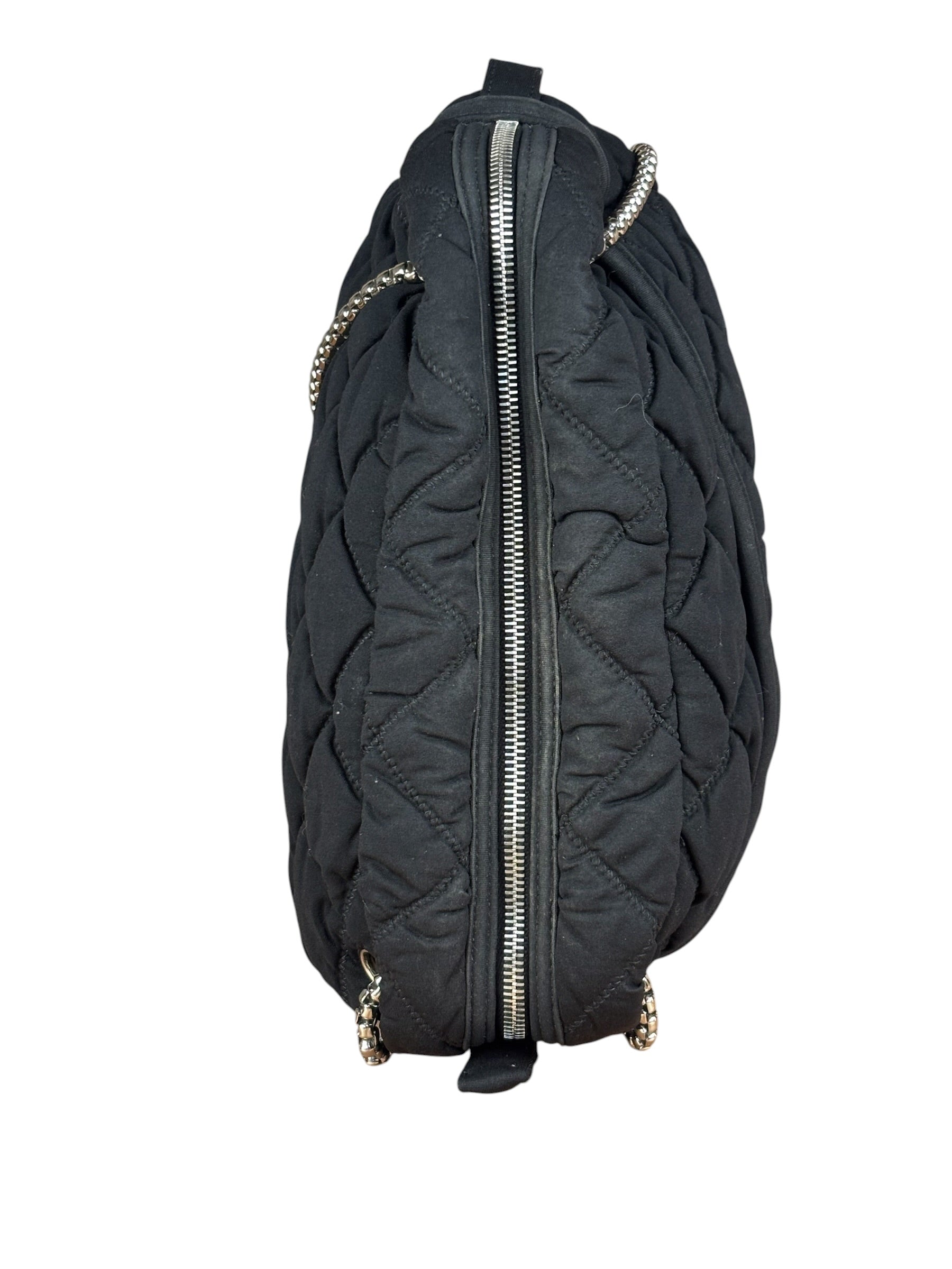Chanel Black Quilted Satin Chain Shoulder Bag 2008