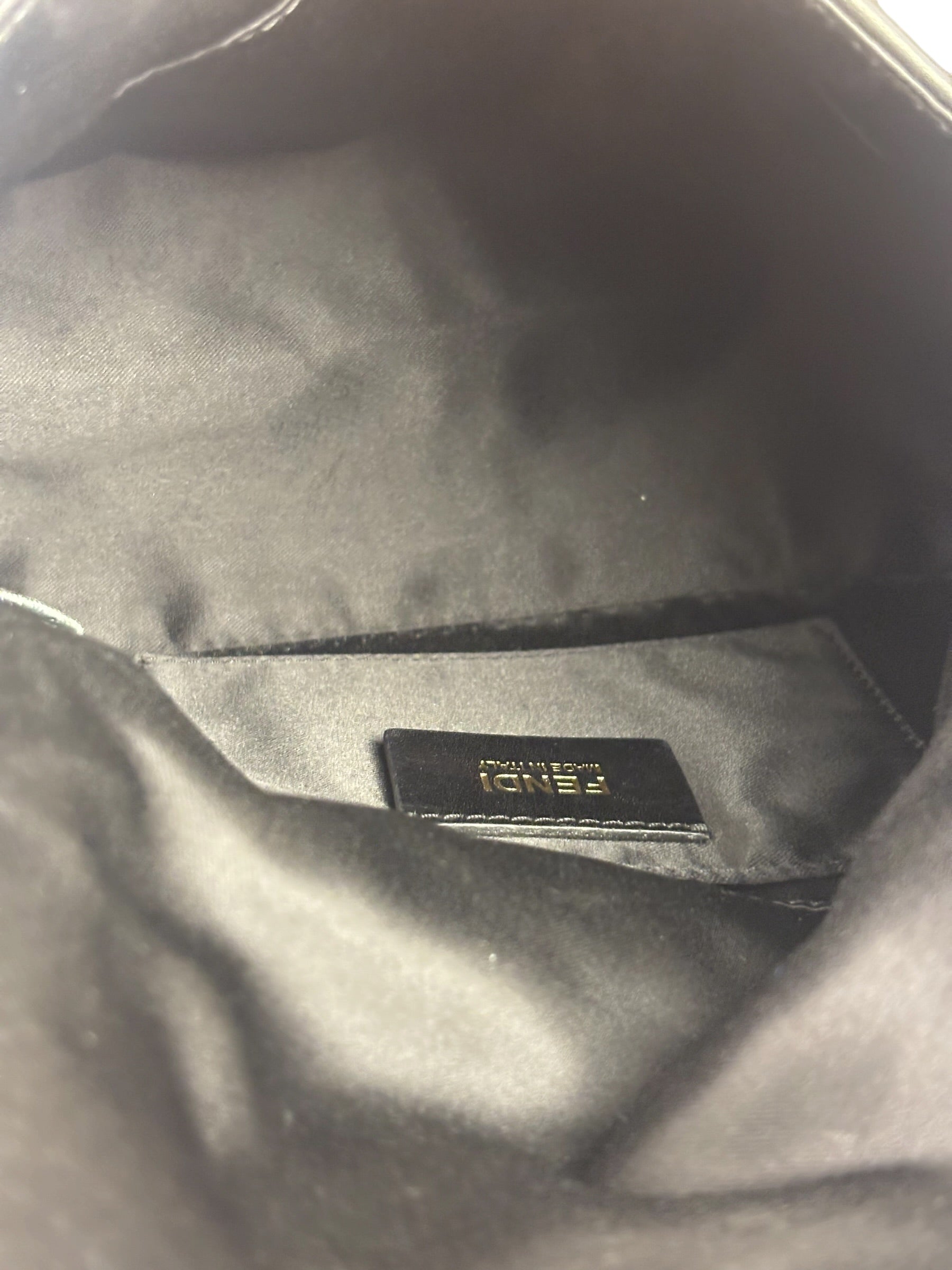 Fendi Shiny Black Suede Small Baguette