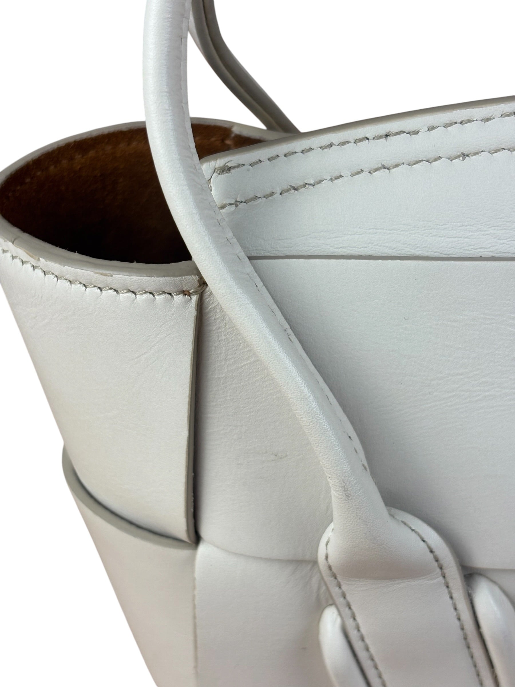 Bottega Veneta Cream Leather Mini Arco Two-Way Bag