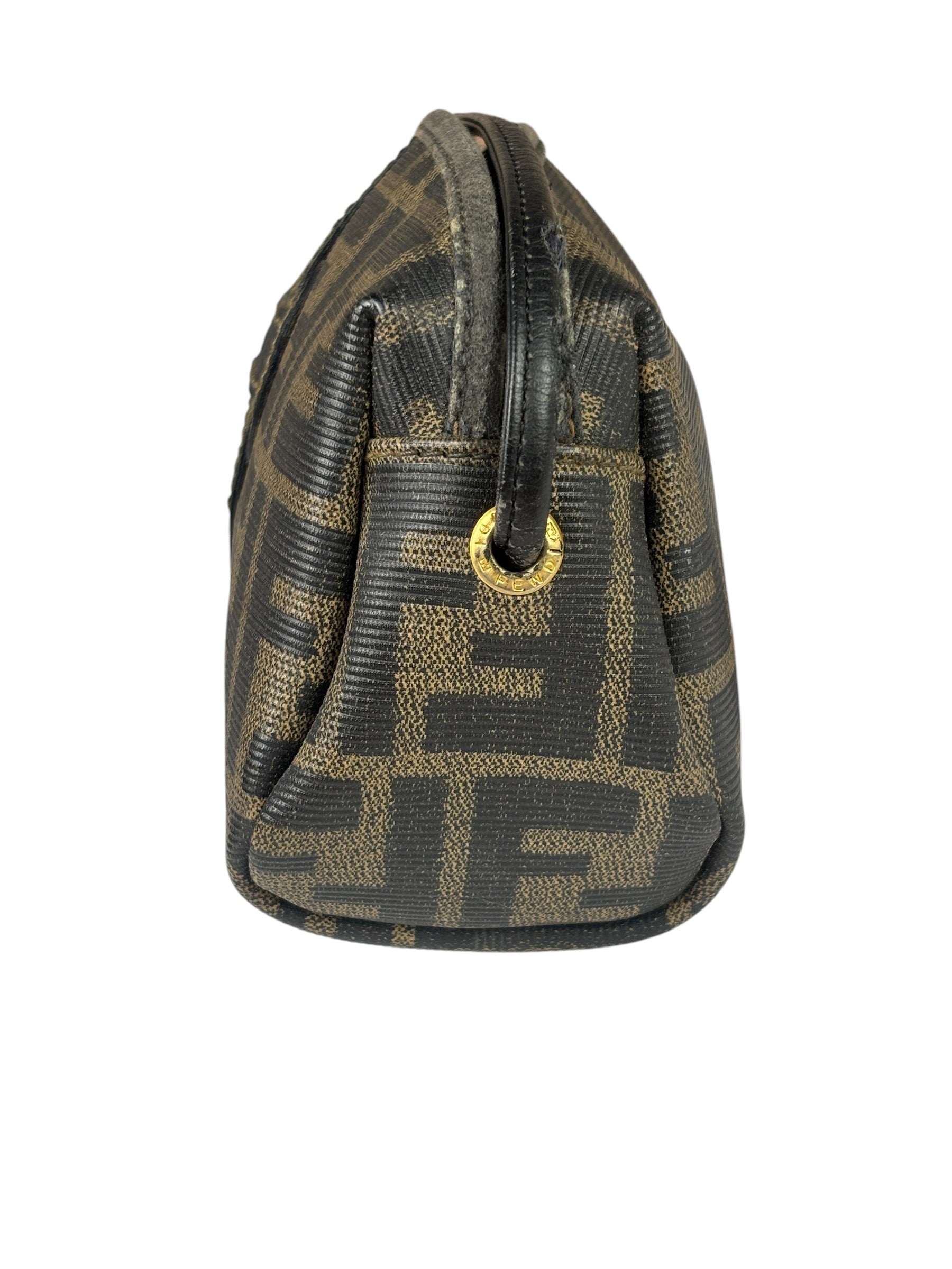 Fendi Black Leather Trim Zucca Small Camera Bag