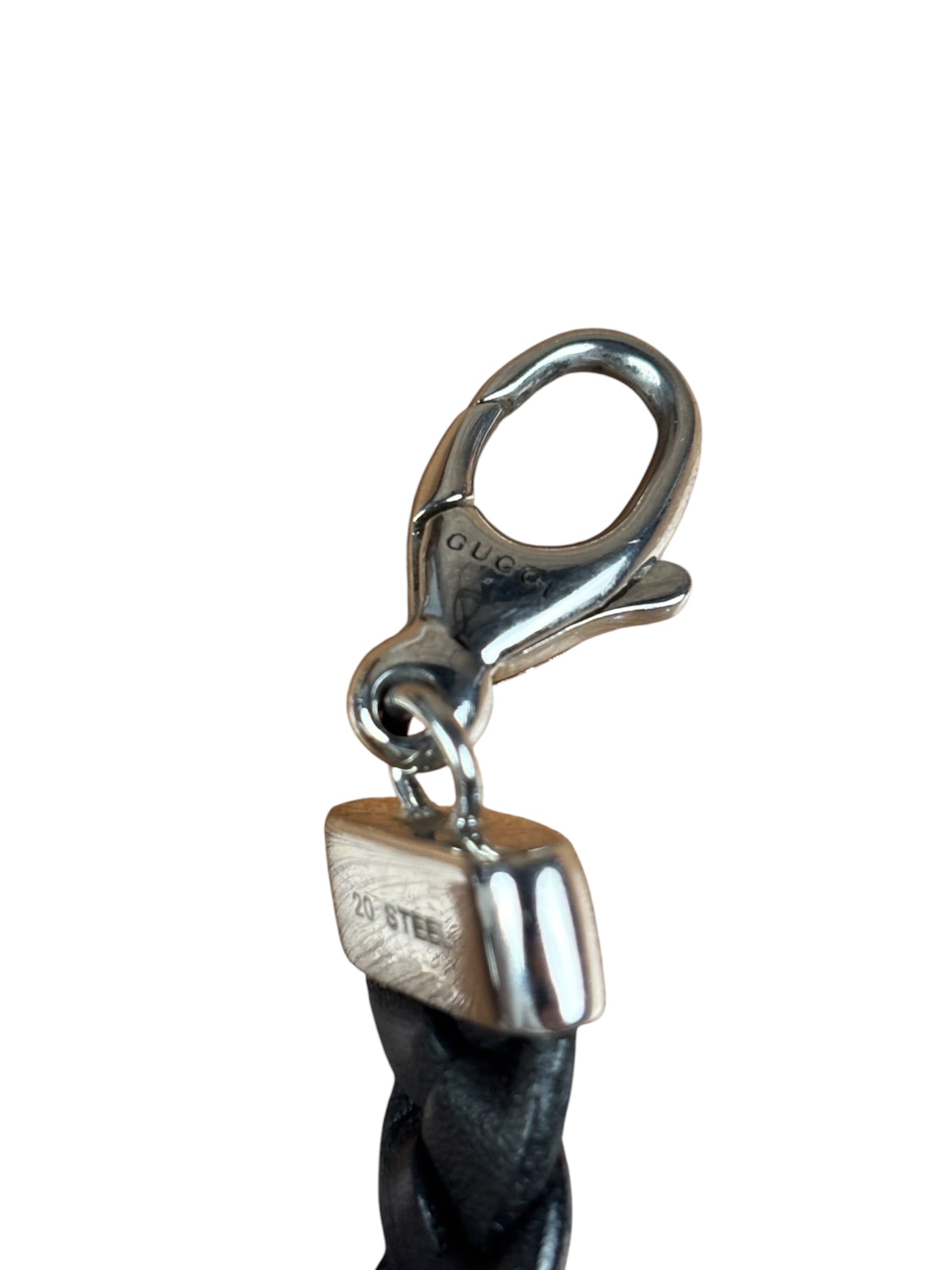 Gucci Black Braided Leather Horsebit Bracelet