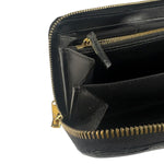 Fendi Black Leather F Logo Zip-Around Long Wallet