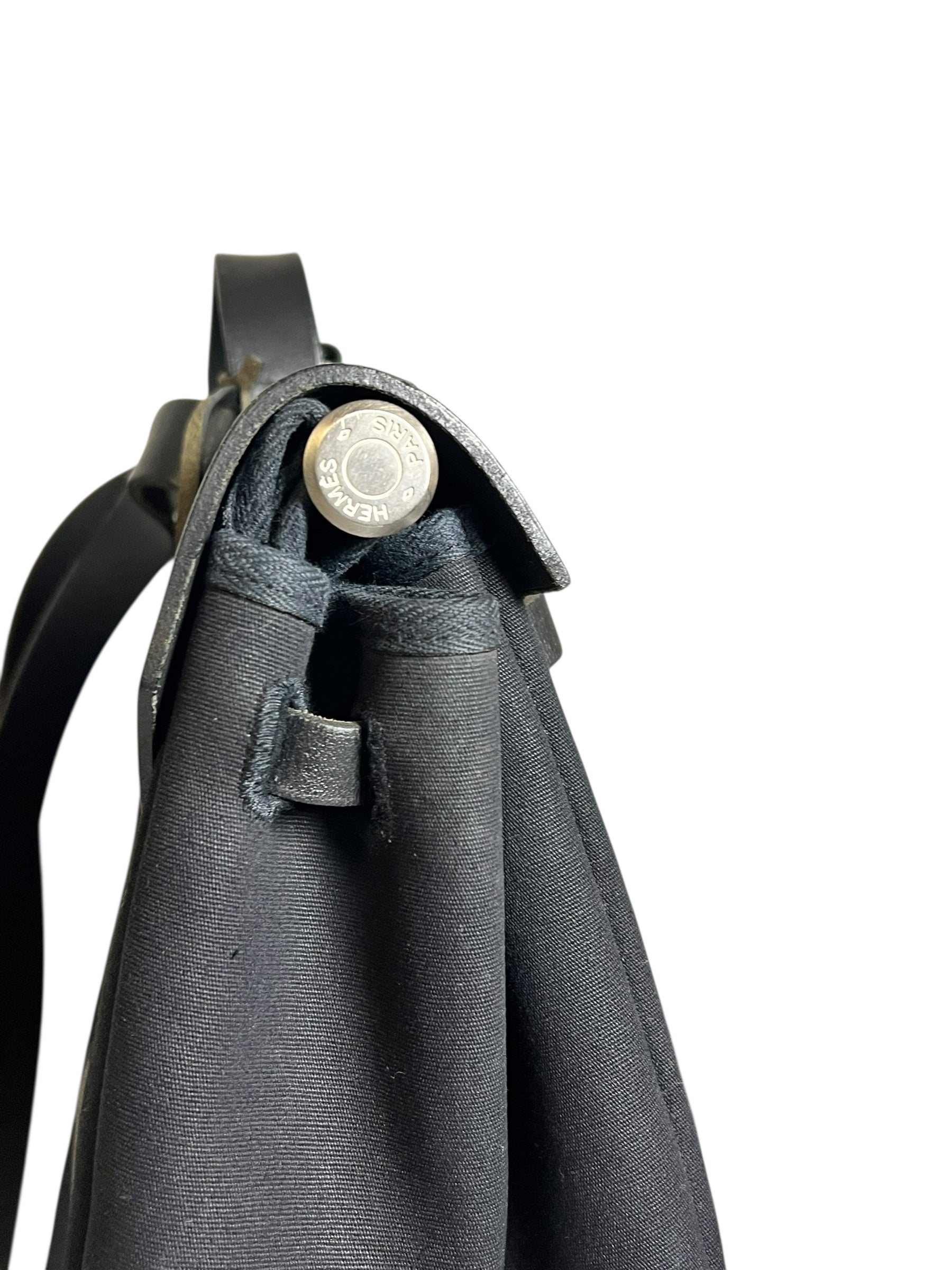 Hermes Black Toile Herbag 39 Handbag