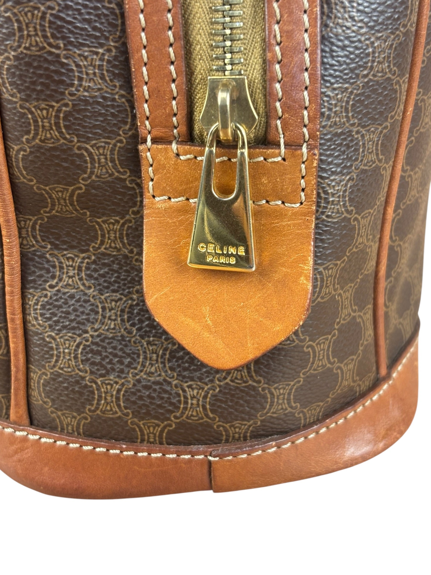 Celine Vintage Macadam Print Bowler Top Handle Bag