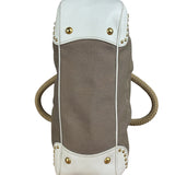 Prada Beige Vitello Trimmed Canapa Bag