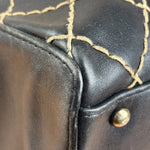 Chanel Vintage Black Leather Wild Stitch Bowler Shoulder Bag 2001