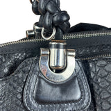 Chloé Vintage Black Leather Python Silverado Shoulder Bag