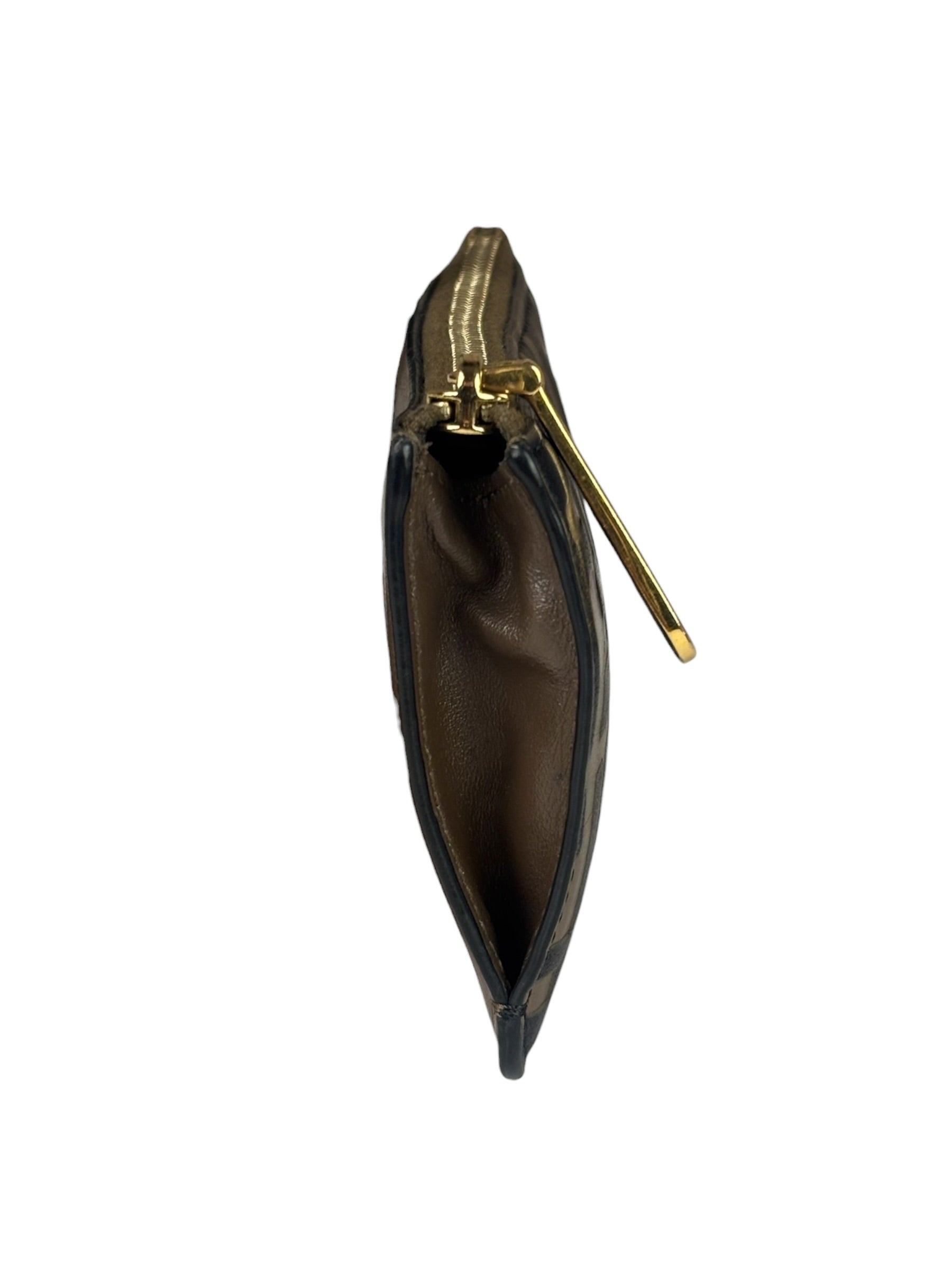Fendi Brown Leather FF Zip Coin/Card Case