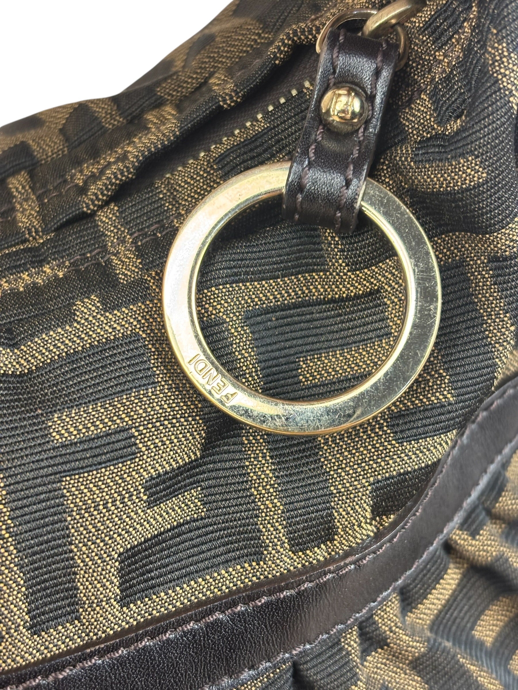 Fendi Vintage Dark Brown Zucca Chef Hobo Bag
