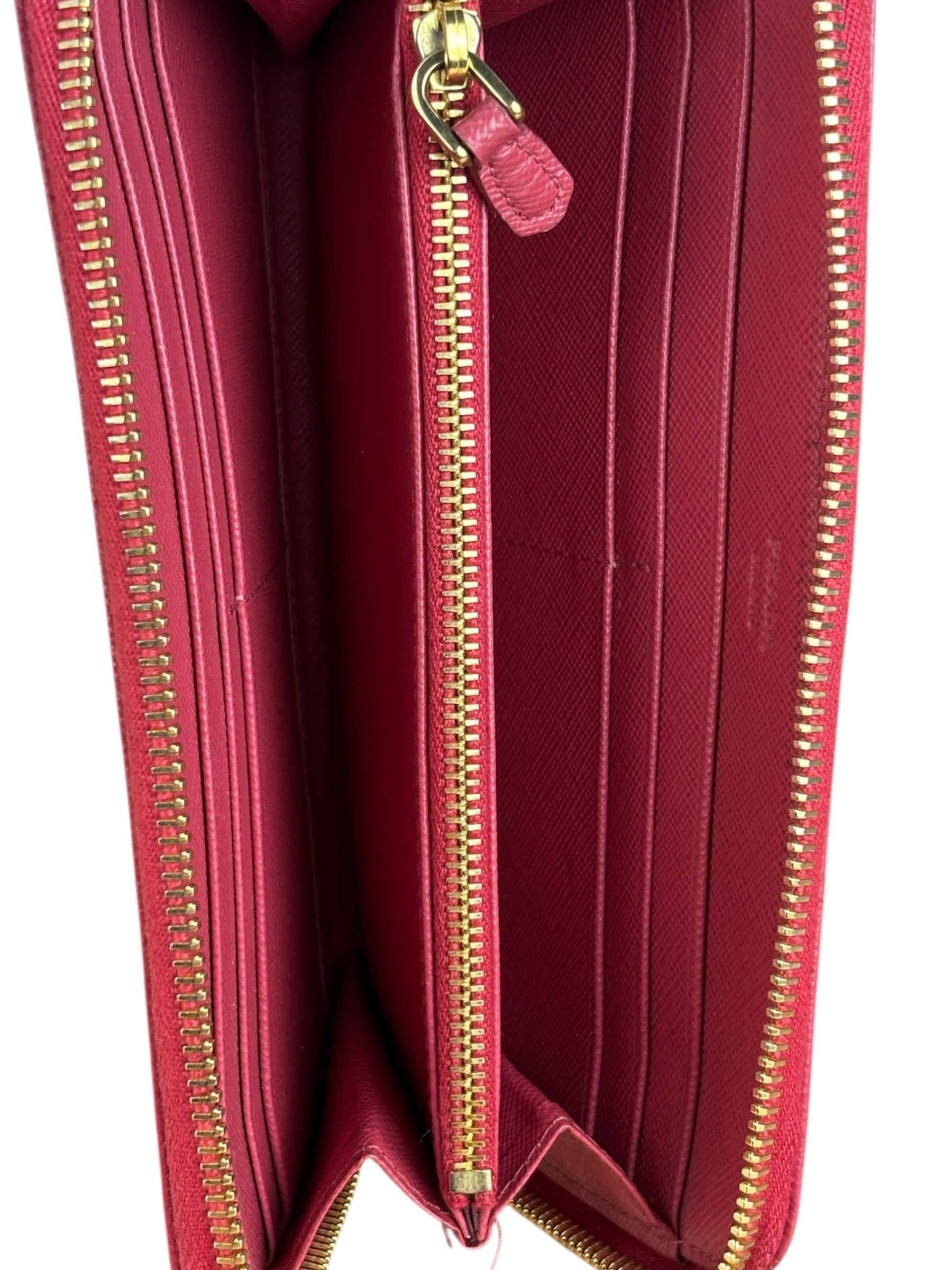 Prada Vintage Pink Saffiano Leather Long Wallet