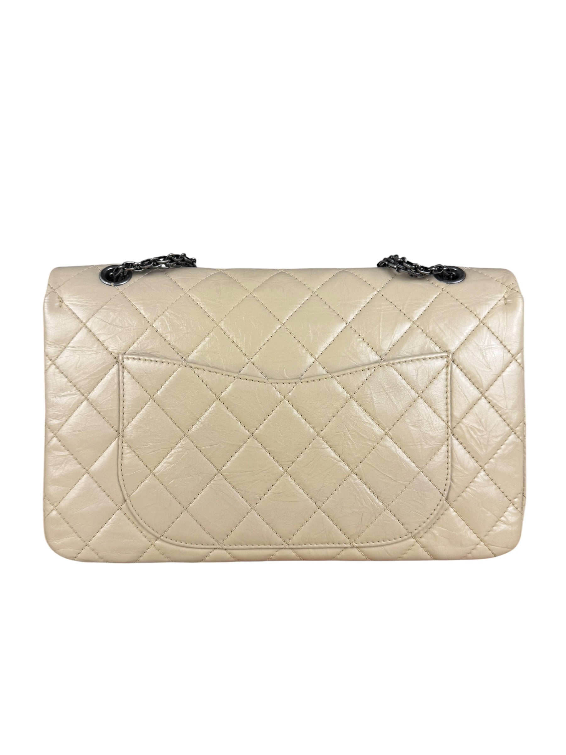 Chanel Aged Ivory Quilted Leather 2.55 Reissue Double Flap Bag 2009