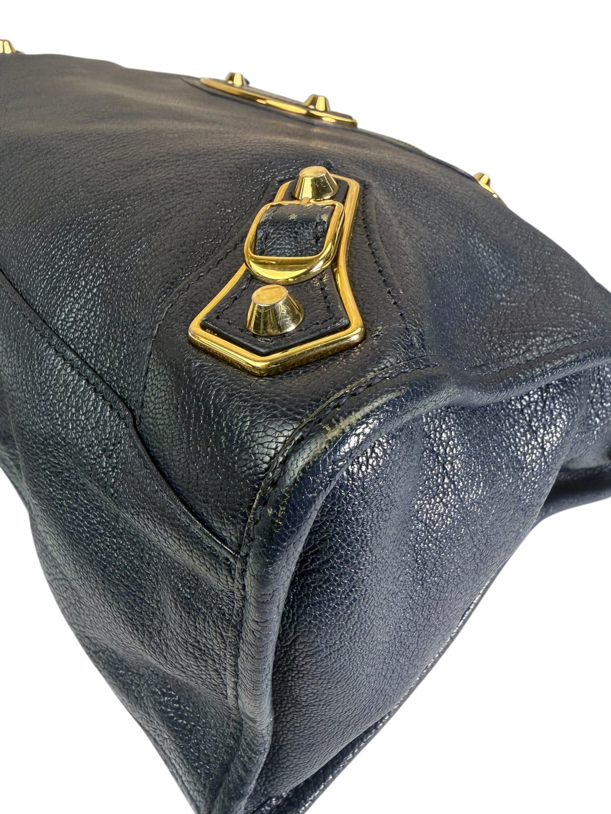 Balenciaga Navy Leather Velo Moto Two-Way Bag