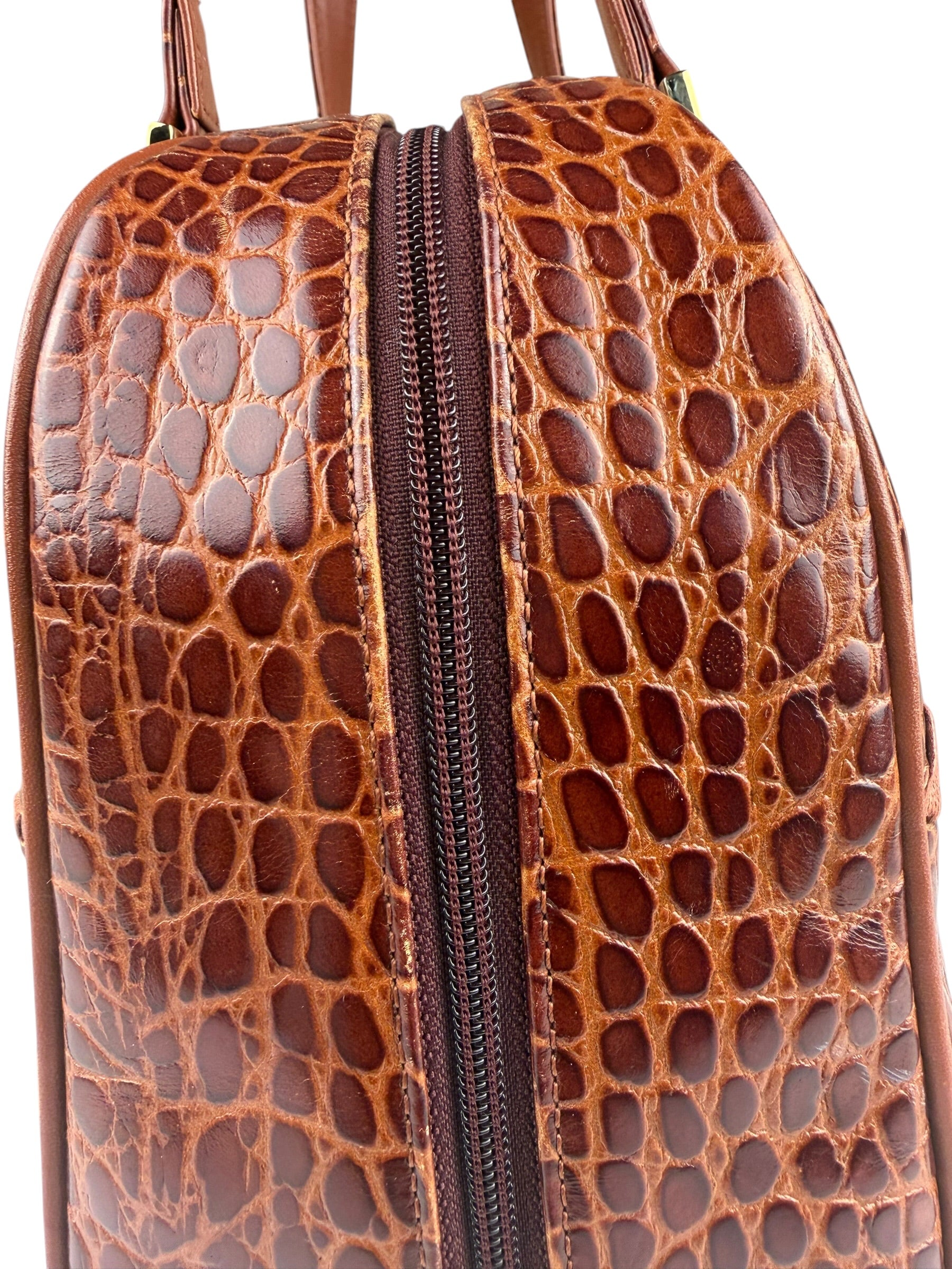 Yves Saint Laurent Vintage Croc-Embossed Leather Handbag