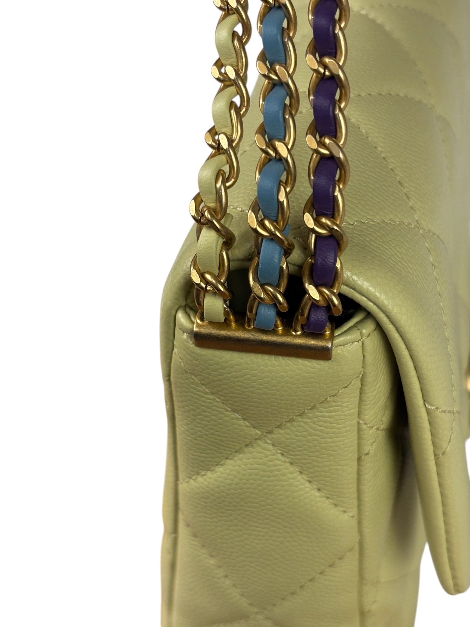 Chanel Yellow Caviar Leather Mini Flap Bag