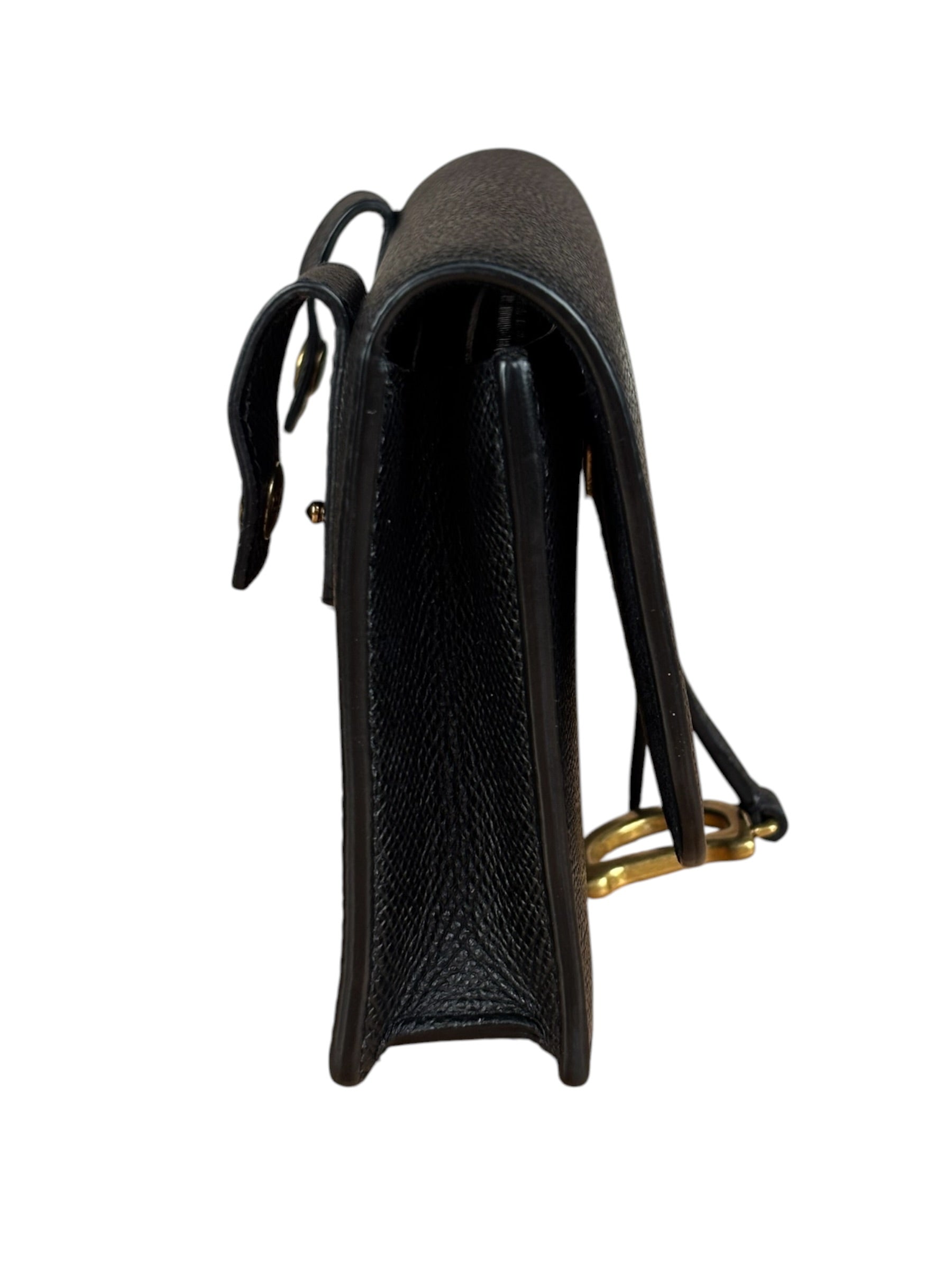 Christian Dior Black Grained Leather Saddle Belt Bag