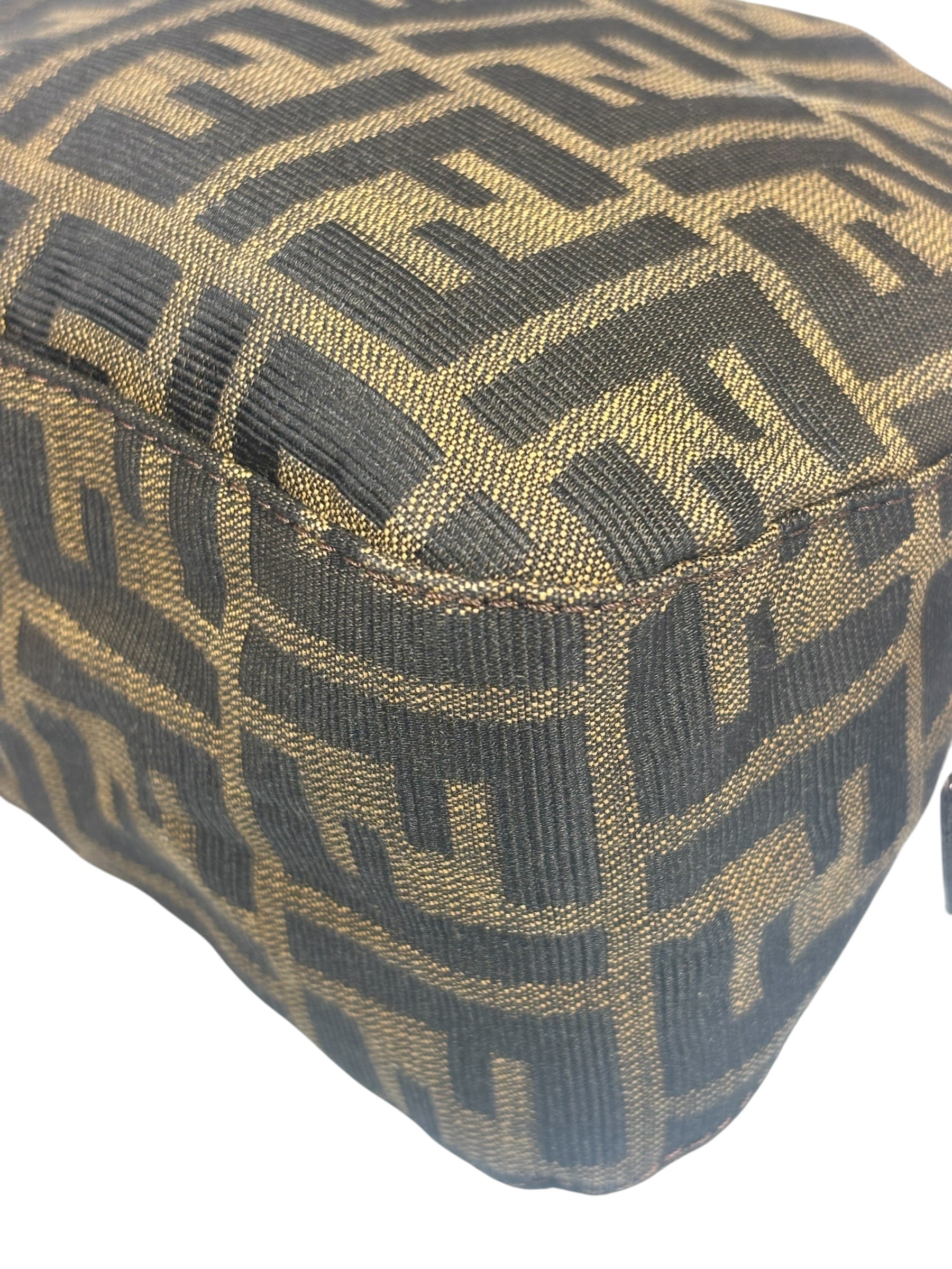 Fendi Brown Leather Trim Baguette