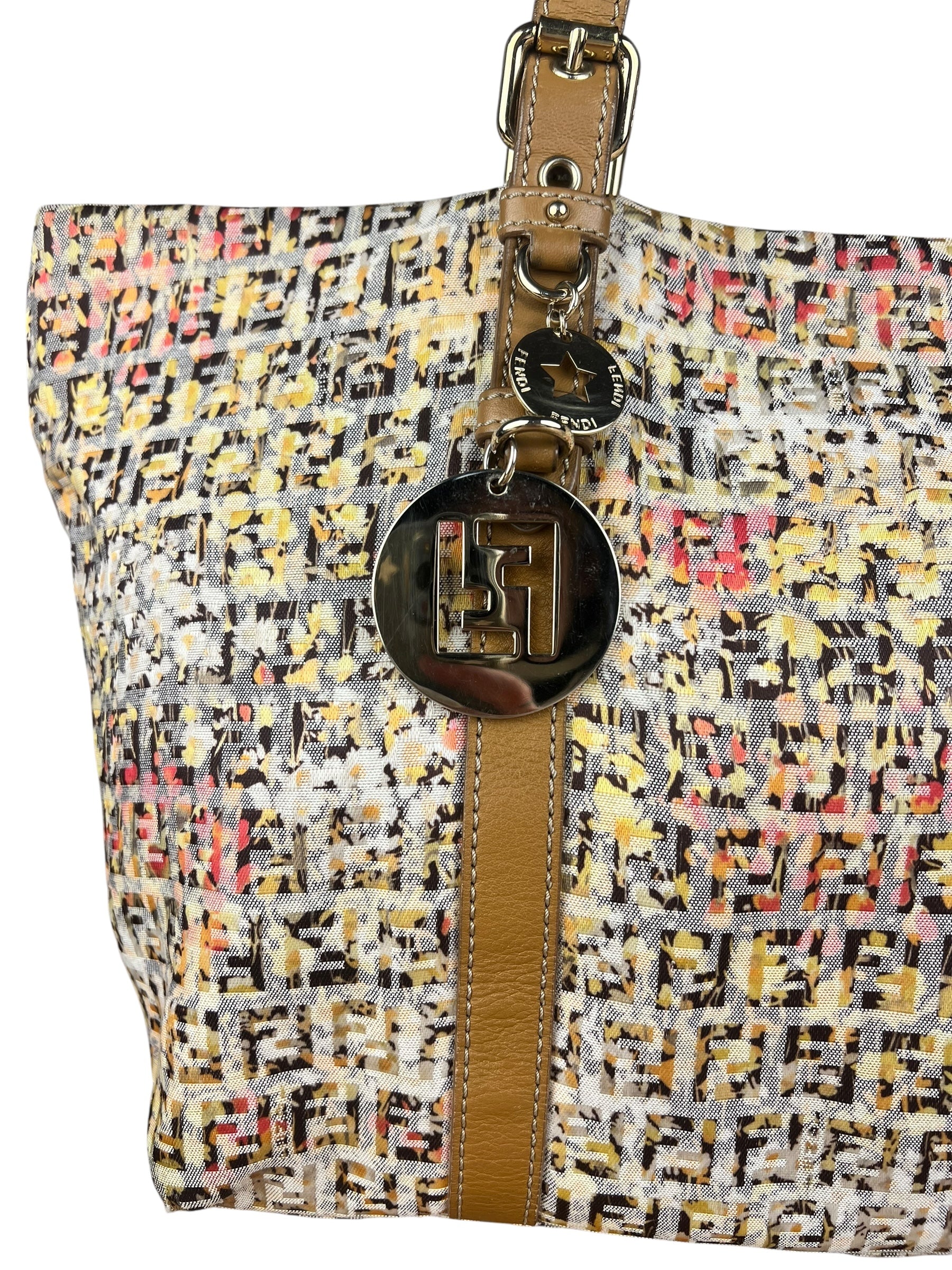 Fendi FF Floral Zucchino Shoulder Tote