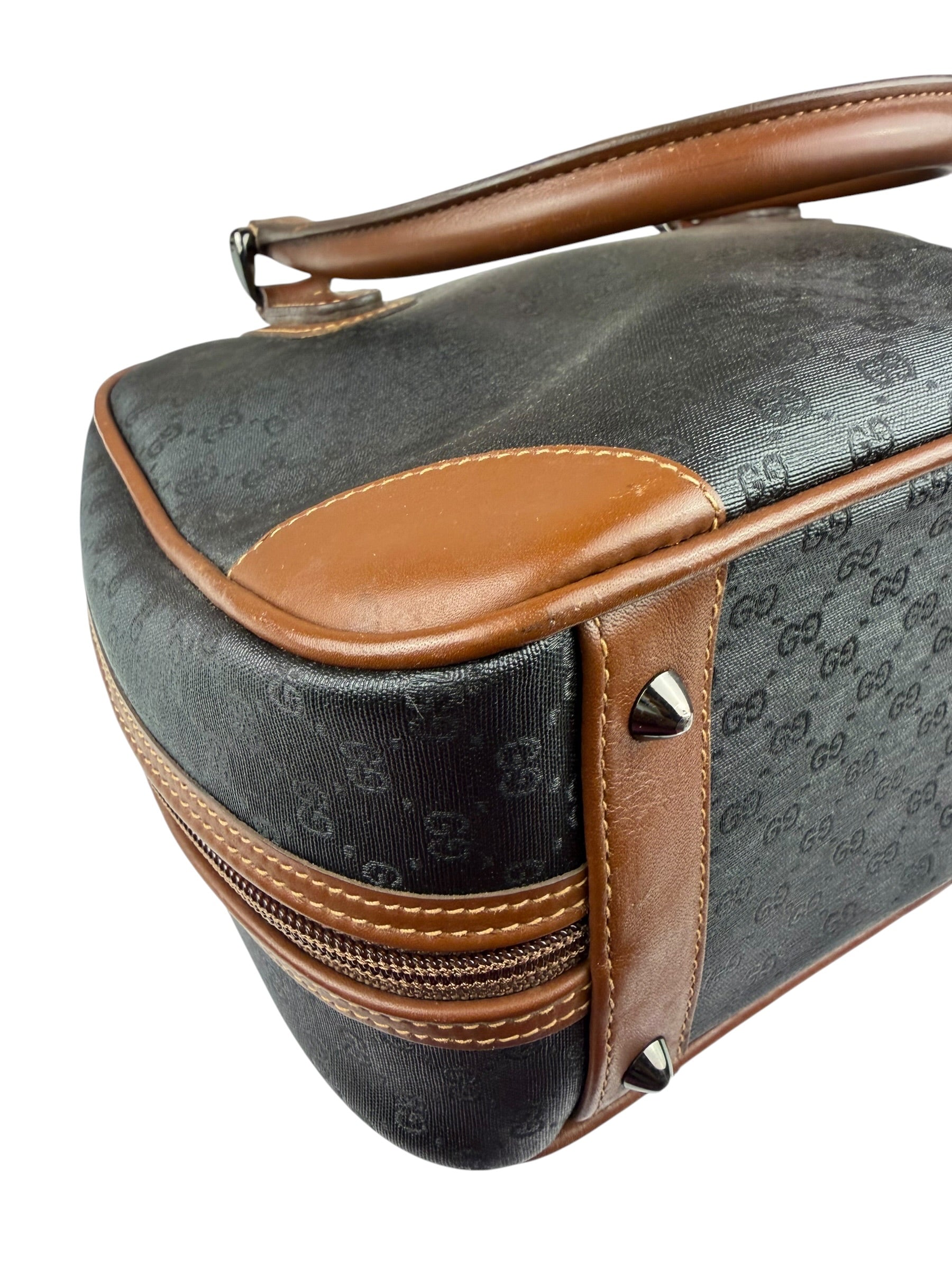 Gucci Vintage Micro GG Black/Brown Supreme Satchel Hand Bag