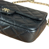 Chanel Black Quilted Flap Phone Chain Handbag