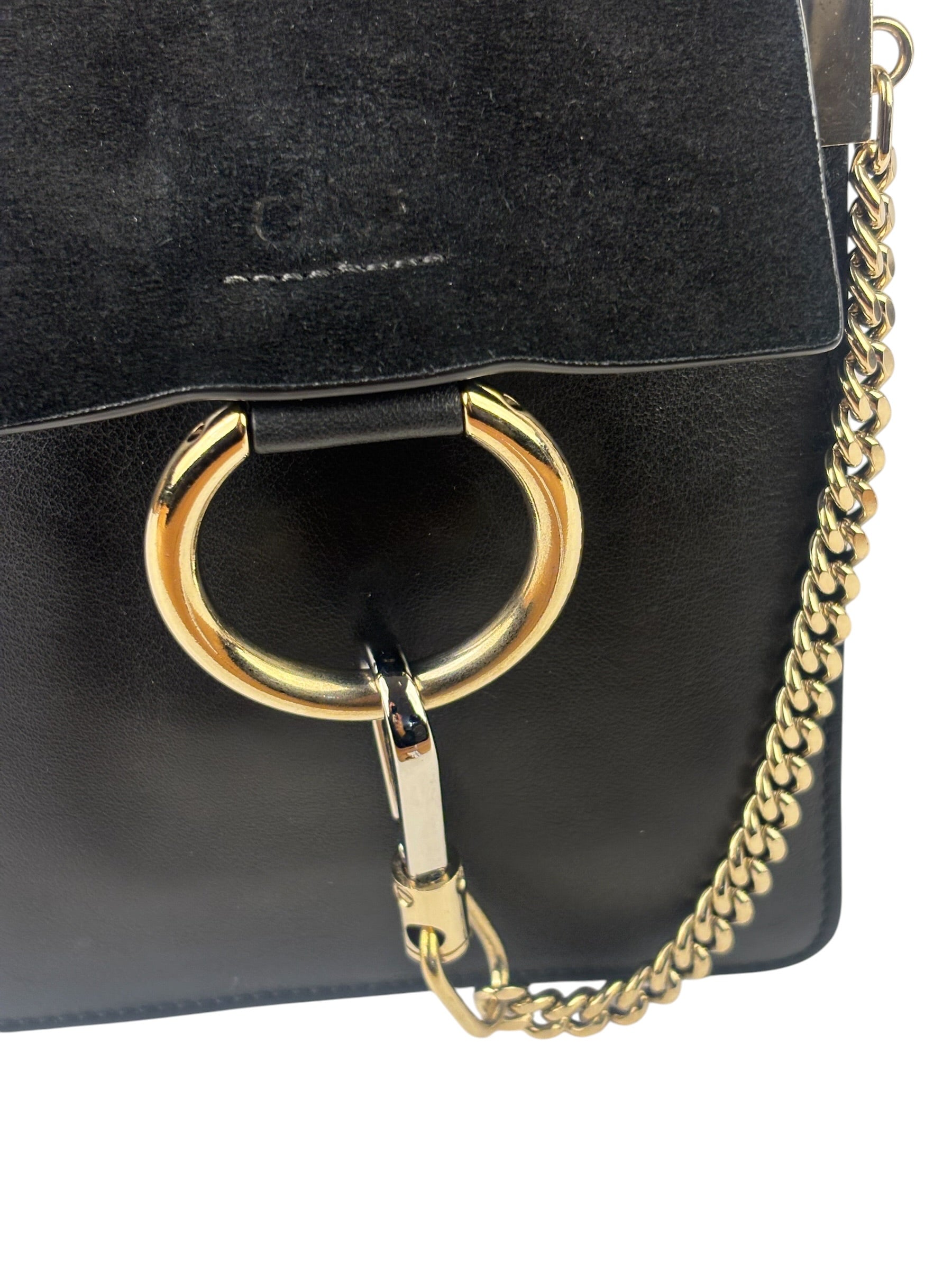 Chloe Black Suede/Leather Faye Bracelet Crossbody Bag