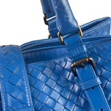 Bottega Venete Blue Lambskin Intrecciato Roma Tote