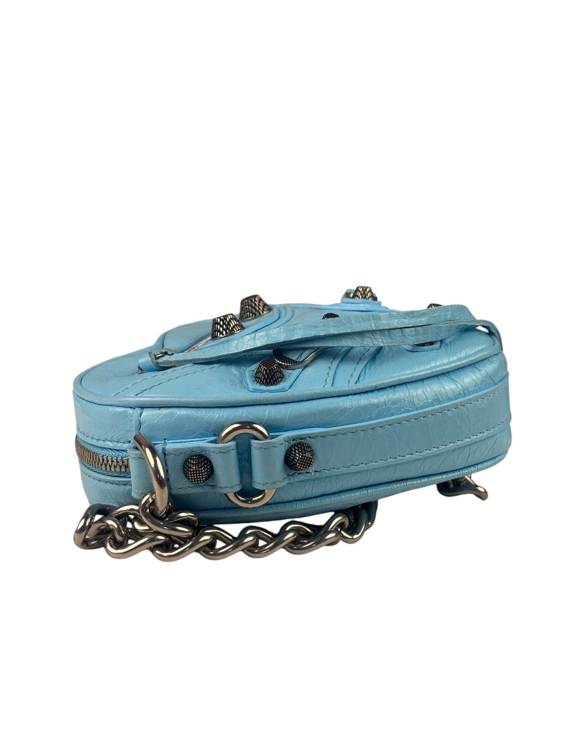 Balenciaga Blue Leather Le Cagole Mini Heart Crossbody