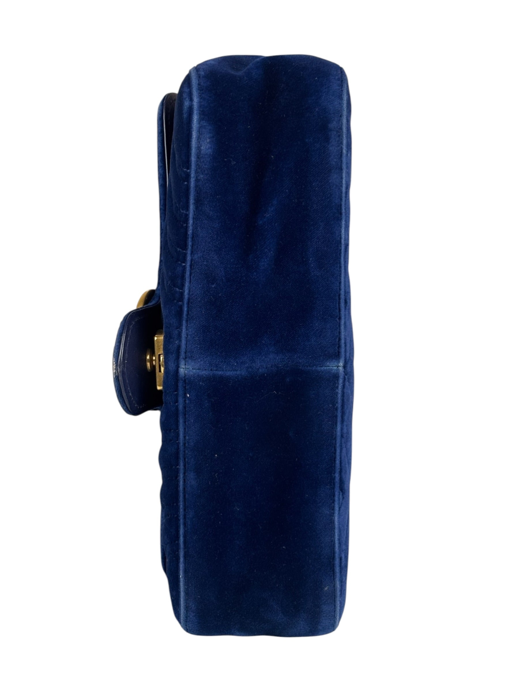 Gucci GG Blue Velvet Marmont Chain Shoulder Bag