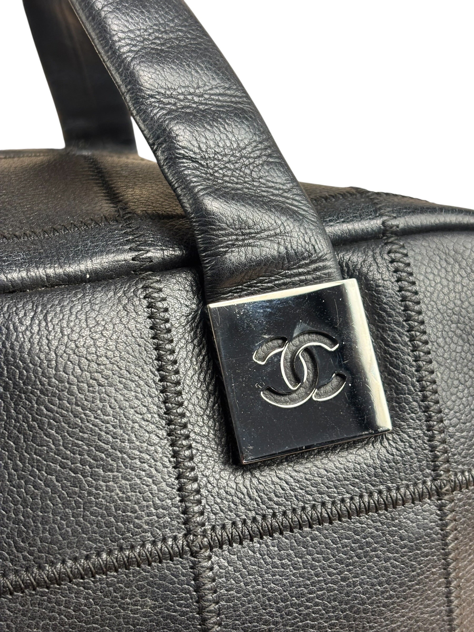 Chanel Black Chocolate Bar Bowling Hand Bag - 2003