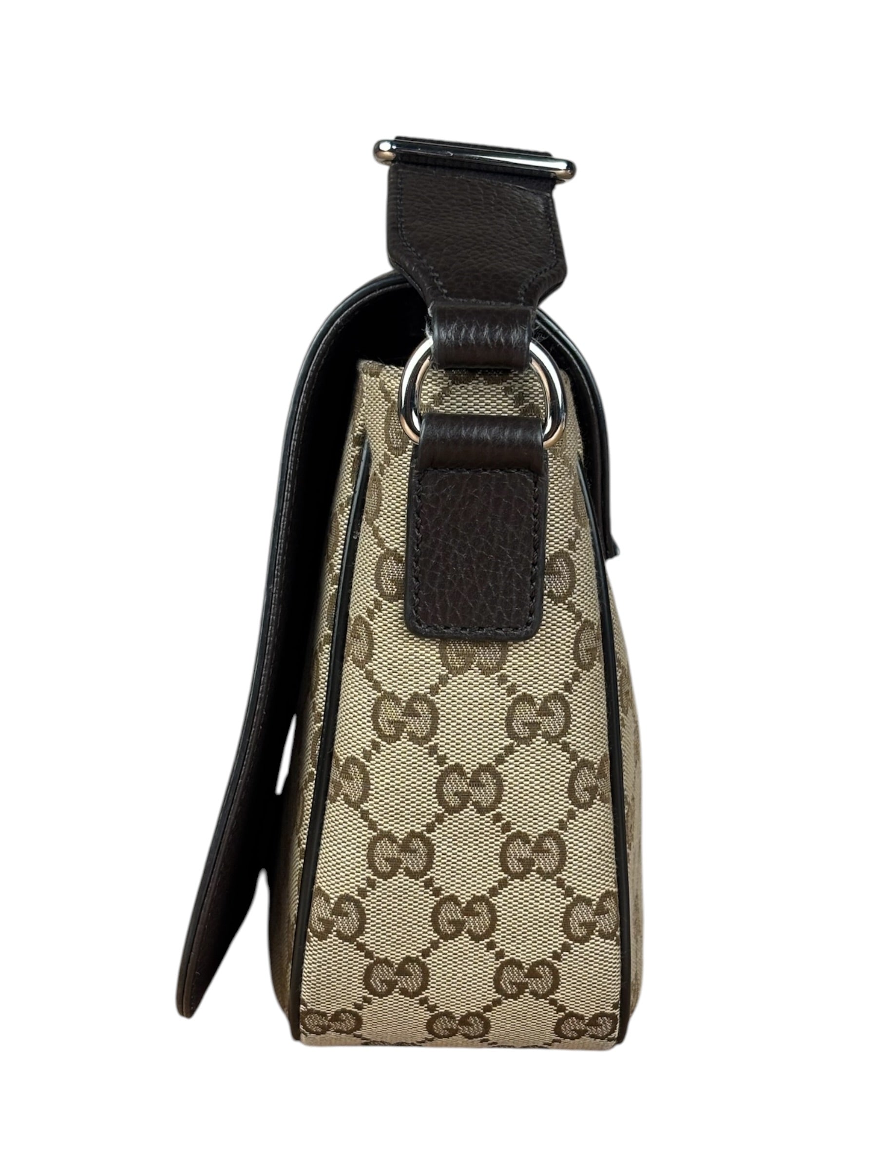Gucci GG Canvas Print Flap Messenger Bag