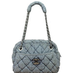 Chanel Grey/Black Quilted Nylon Bubble Shoulder Bag 2009